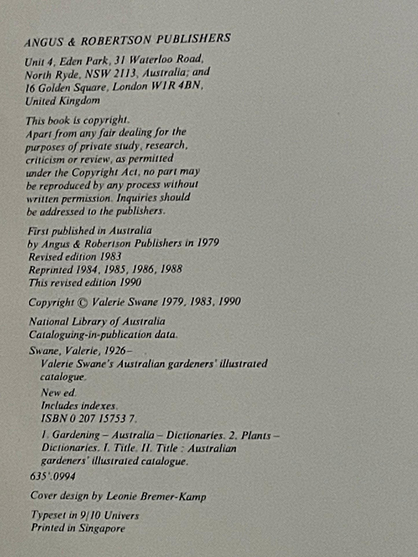 Valerie Swane's Australian Gardeners' Catalogue