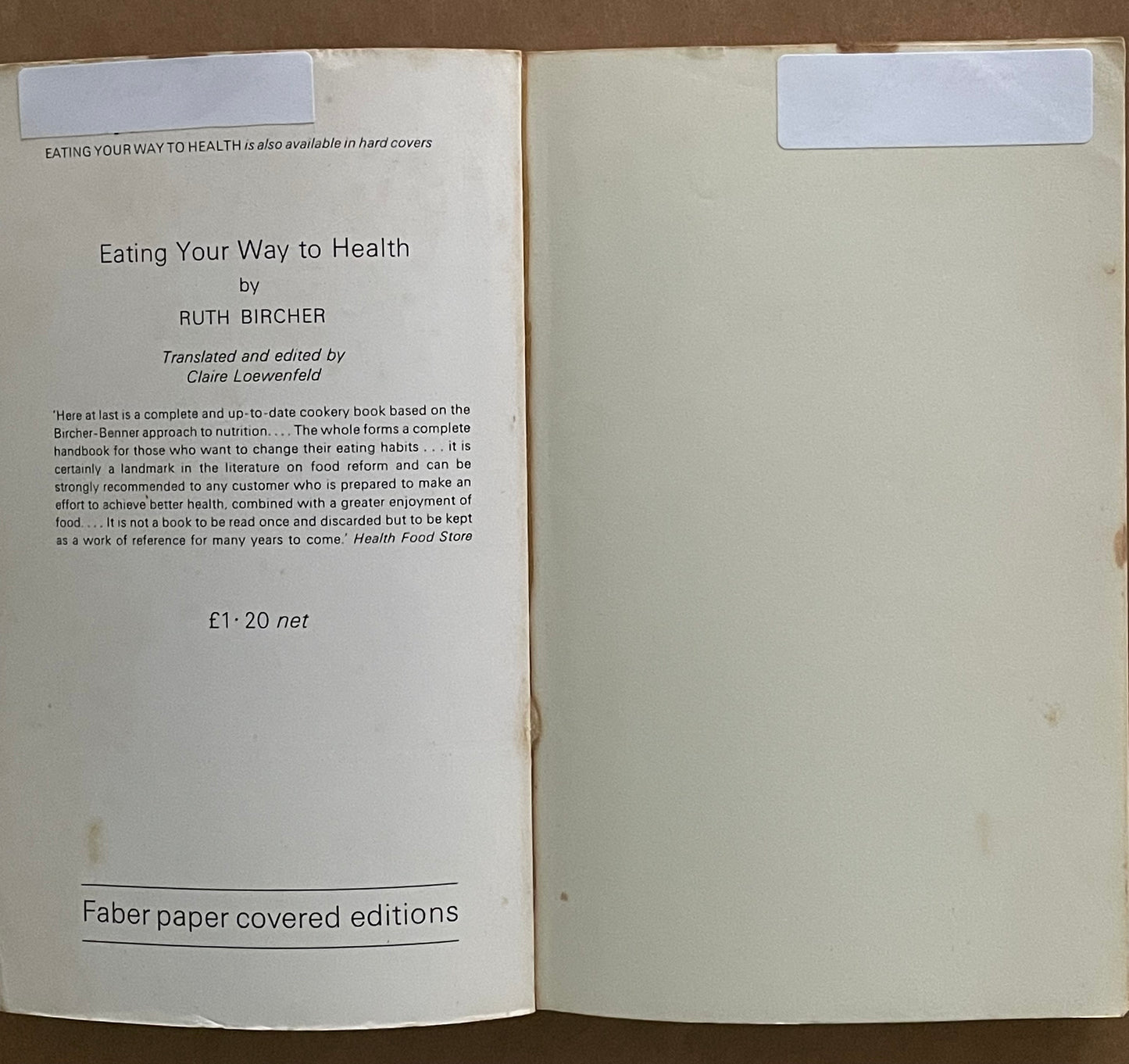 Eating Your Way to Health by Ruth Kunz-Bircher, Max Oskar Bircher-Benner